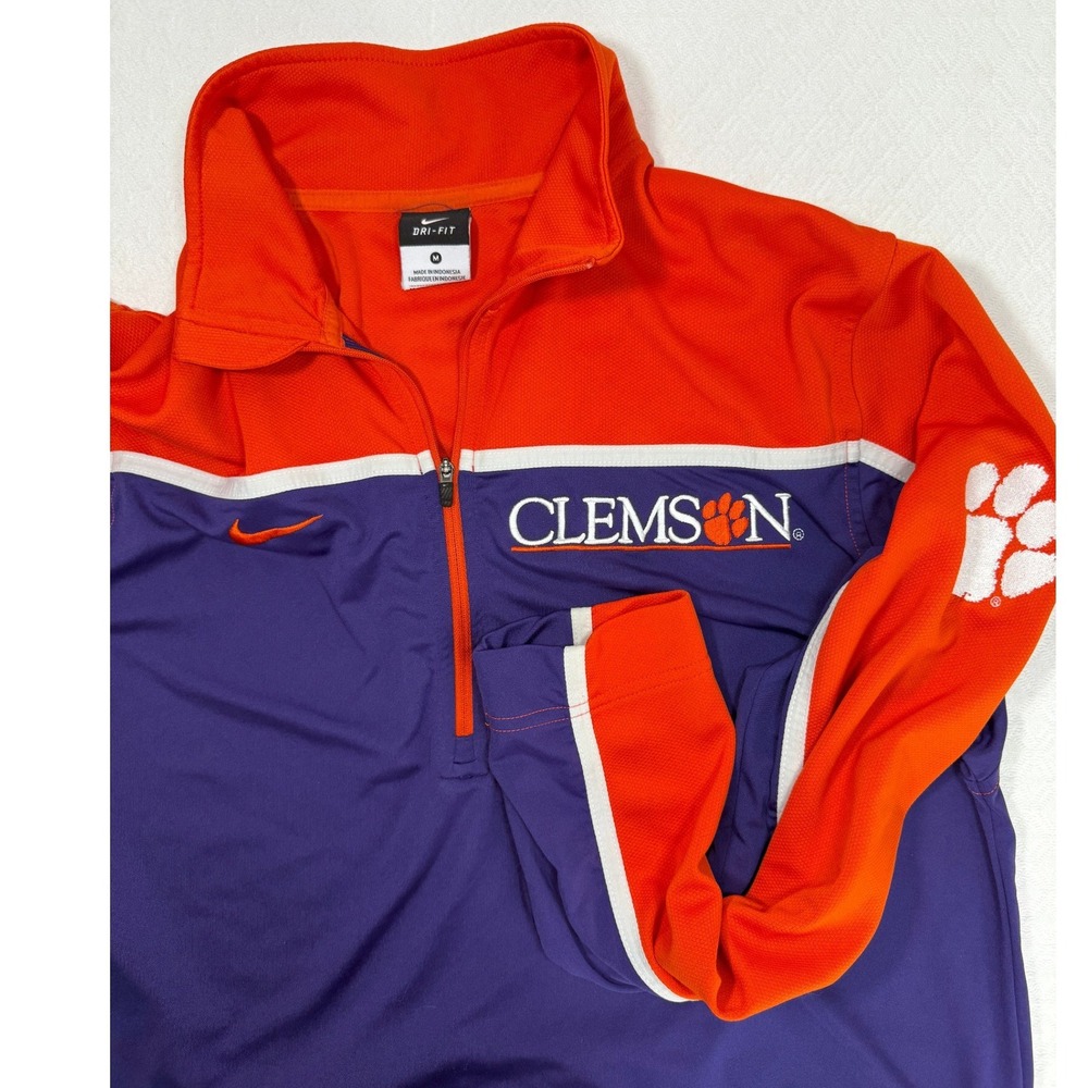Nike Clemson Tigers Mens M Purple Orange Dri-FIT Quarter Zip Pullover Football